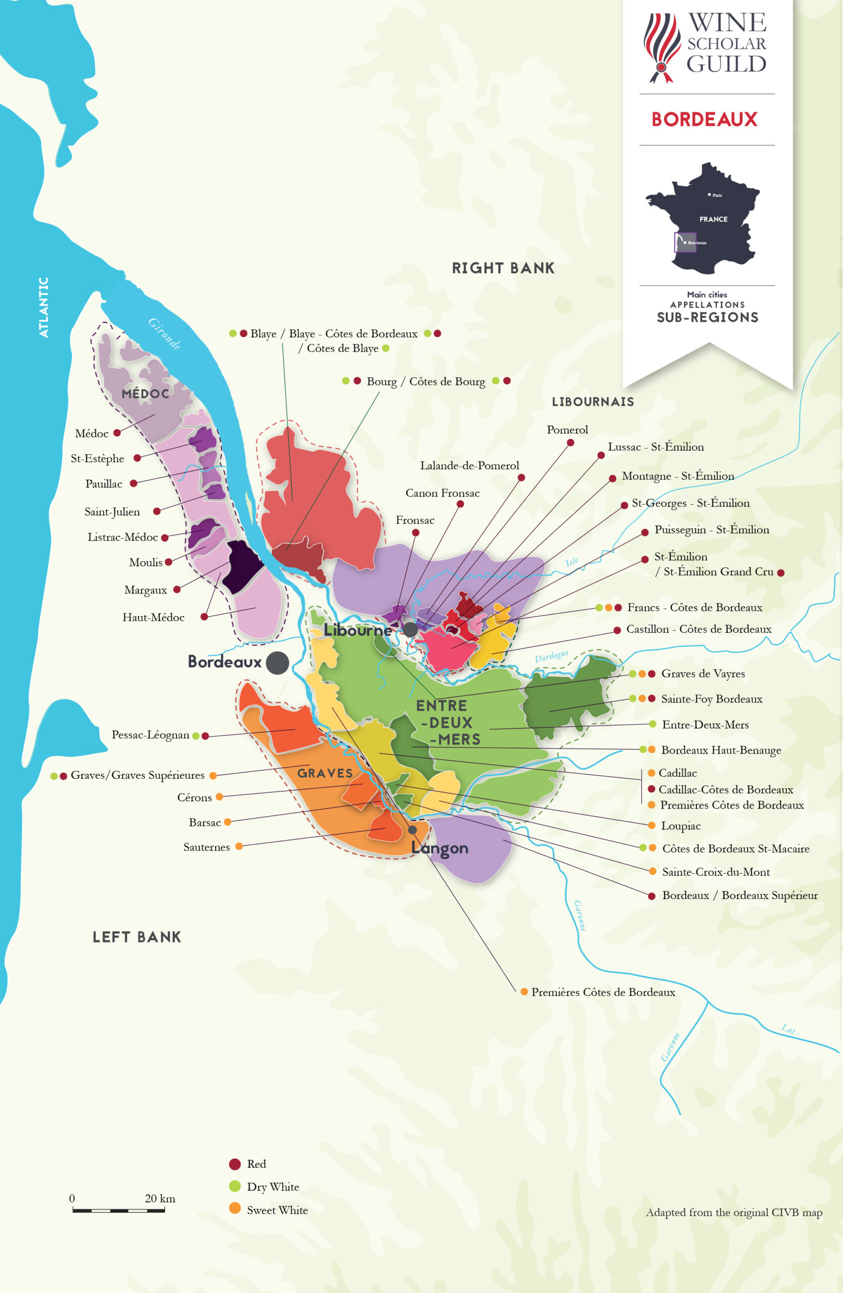 Bordeaux wine map